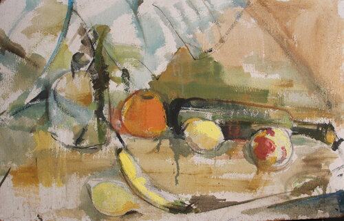 Still life with banana di Natalia Basil, Pittura in vendita su Singulart