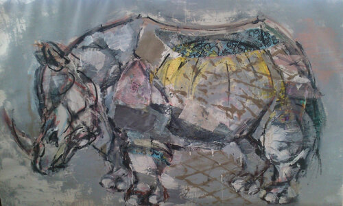 Rhinoceros van Natalia Basil, Schilderij te koop op Singulart