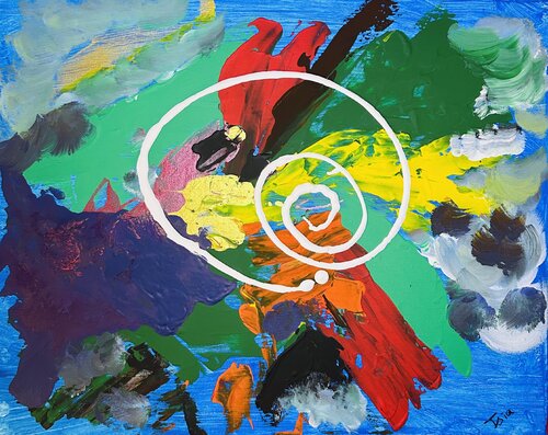 Inner Blue 02 – Abstract Acrylic Painting on Canvas (2026) van Tsia Tskhovrebashvili, Schilderij te koop op Singulart