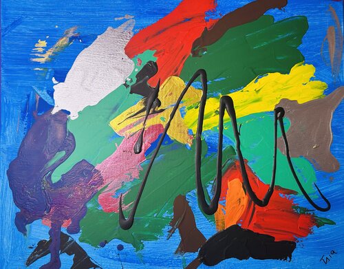 Inner Blue 03 – Abstract Acrylic Painting on Canvas (2026) di Tsia Tskhovrebashvili, Pittura in vendita su Singulart