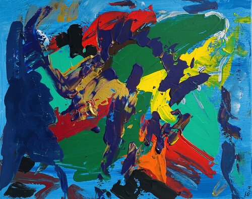 Inner Blue 04 – Abstract Acrylic Painting on Canvas (2026) van Tsia Tskhovrebashvili, Schilderij te koop op Singulart