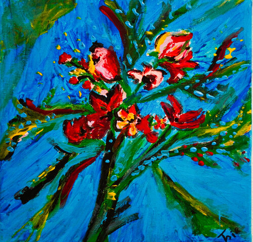 The Scent of Mountain Flowers par Tsia Tskhovrebashvili, Peinture en vente sur Singulart