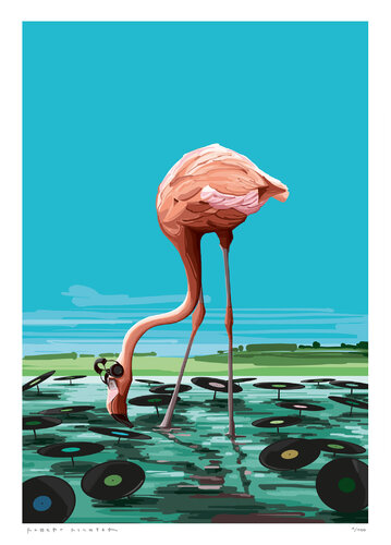 Flamingo Beats (blue edition) by Robert Richter, Print for Sale on Singulart