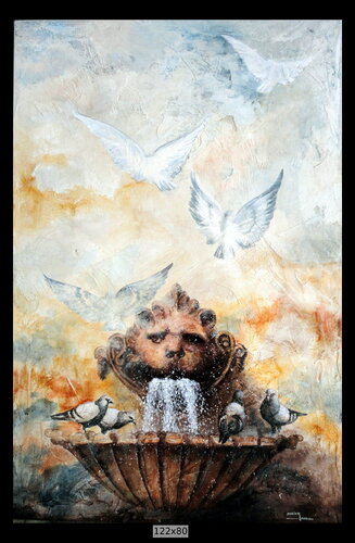 La fuente de la libertad van Xabier Obeso, Schilderij te koop op Singulart