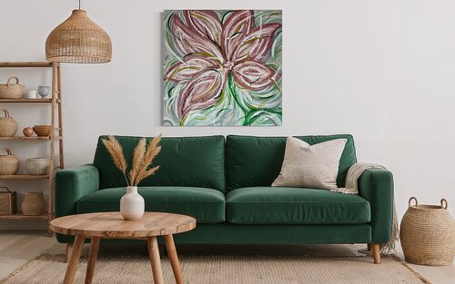 Éclosion 80 X 80 van NATSA’MUSE (Nathalie Michiels), Schilderij te koop op Singulart