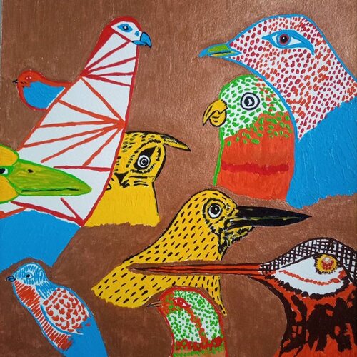 Bird Abstract di Sajid Hussain, Pittura in vendita su Singulart