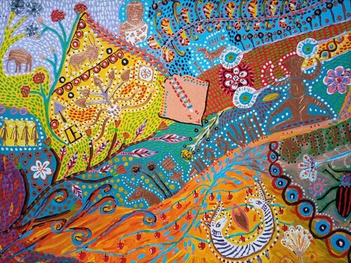 Mohenjo daro Abstract Painting de Sajid Hussain, Pintura a la venta en Singulart