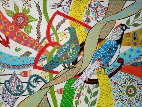 Abstract Bird Painting 12 von Sajid Hussain, Malerei kaufen auf Singulart