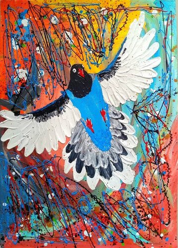 I can Fly in colors van Sajid Hussain, Schilderij te koop op Singulart