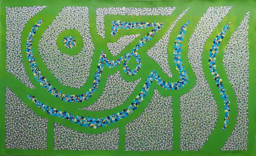 Allah Calligraphy Dot Art Painting by Sajid Hussain, Painting for Sale on Singulart