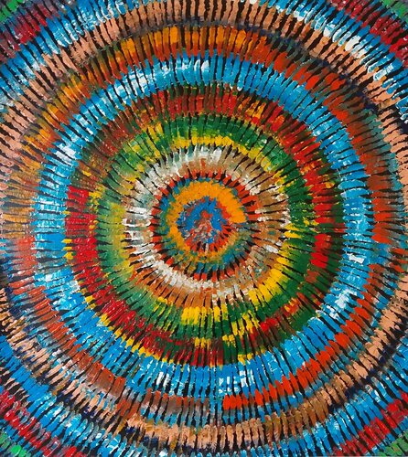 Colour Meditation Acrylic Painting Circle in Winter de Sajid Hussain, Pintura a la venta en Singulart