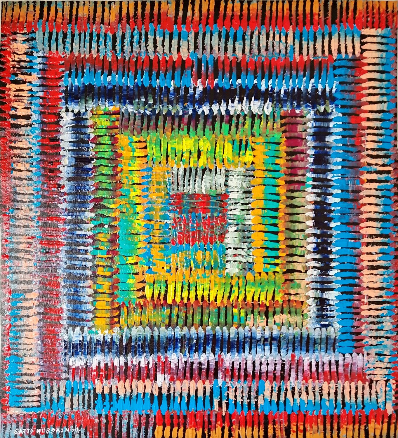 Colour Meditation Acrylic Painting Square Sajid Hussain Originalgemälde zu verkaufen