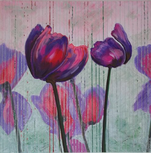 Alpenveilchen an Vorhang de Sine von Schonen, Pintura a la venta en Singulart