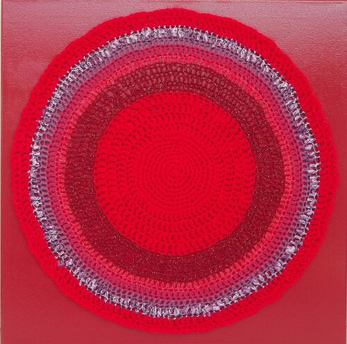 Kreis auf Quadrat _ rot von Sine von Schonen, Textil kaufen auf Singulart