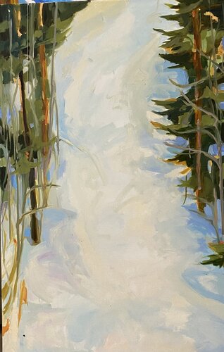 New Haven Woods Sled Run van Monica Carroll, Schilderij te koop op Singulart