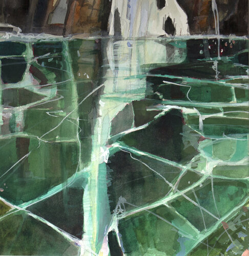 Drawing on Black Ice van Monica Carroll, Schilderij te koop op Singulart