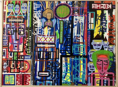 People of all kind drowned in the digital underworld. by arie munnik, 회화 for Sale on Singulart