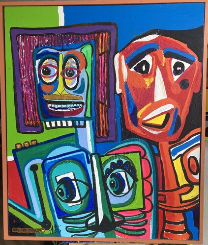 LONELY MAN WITH ROBOT-WIFE PROTOTYPE , DURING TESTPERIOD. by arie munnik, 회화 for Sale on Singulart