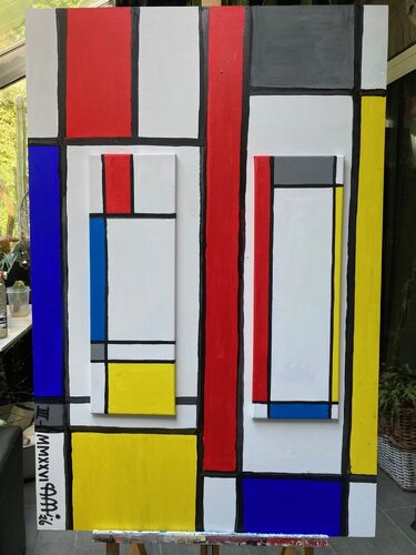 hommage to Piet Mondriaan,  our forever hero 3D by arie munnik, Painting for Sale on Singulart