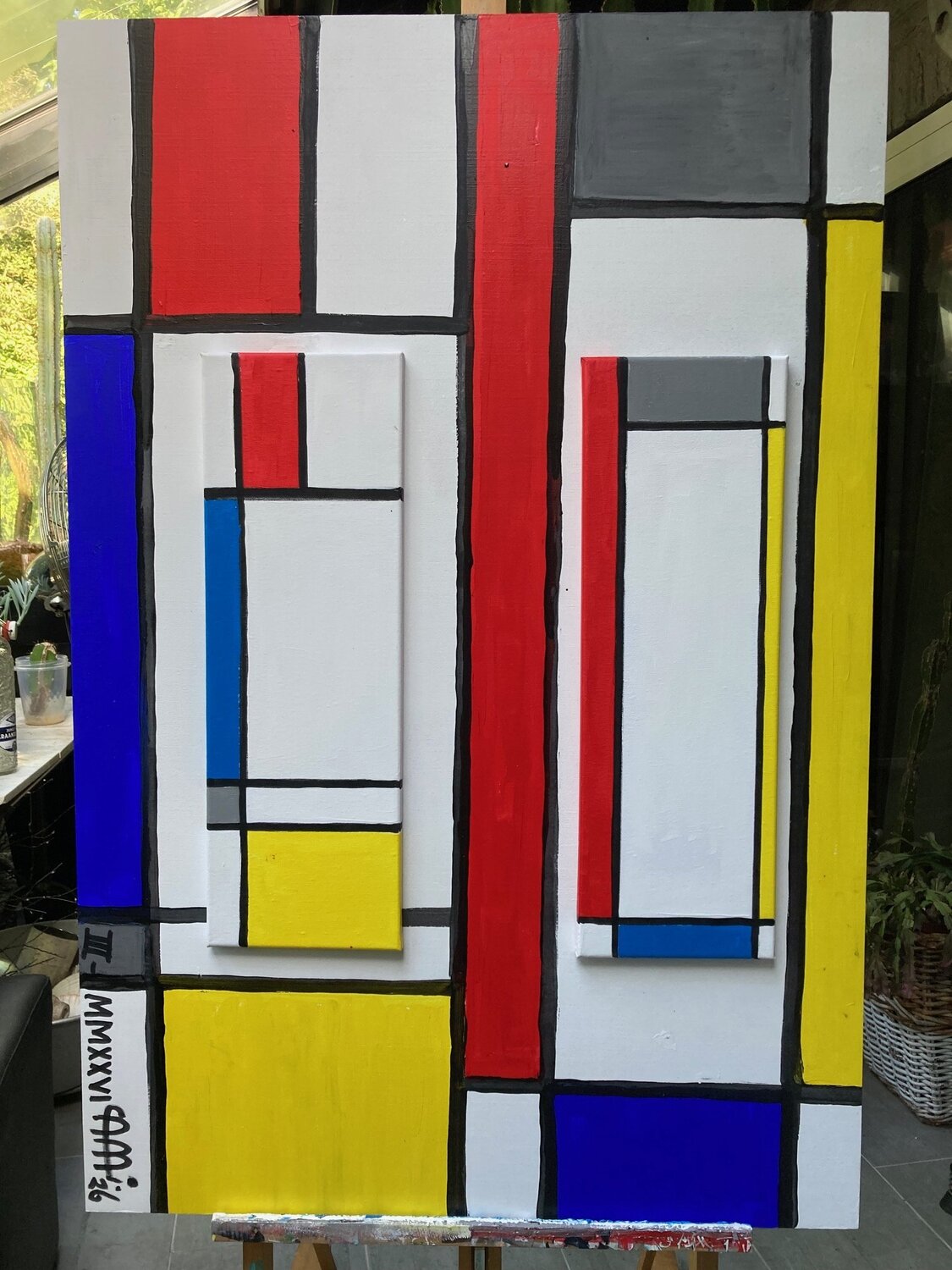 hommage to Piet Mondriaan,  our forever hero 3D arie munnik Originalgemälde zu verkaufen