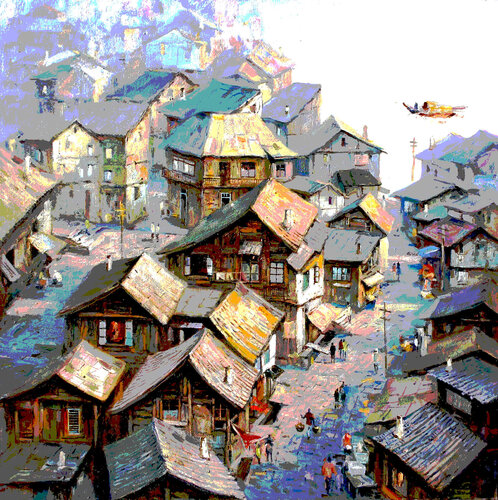 mountain villages of Chongqing de Zhen zhong Duan, Pintura a la venta en Singulart