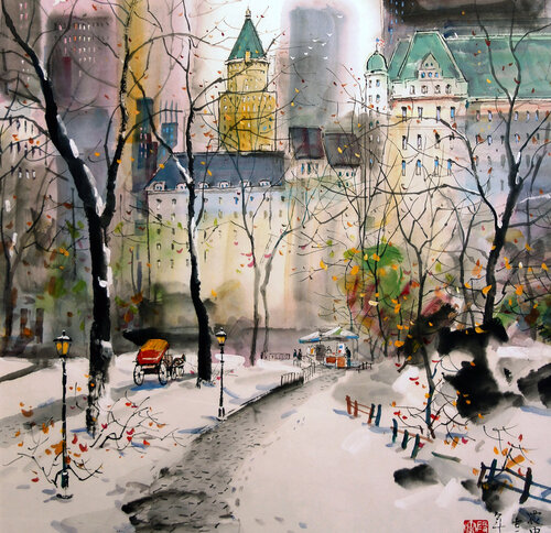 Central Park, New Rork von Zhen zhong Duan, Werk auf Papier kaufen auf Singulart