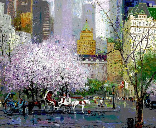 spring New York Central Park by Zhen zhong Duan, Painting for Sale on Singulart