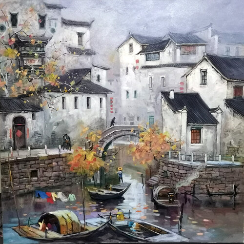 water towns in the south of China von Zhen zhong Duan, Malerei kaufen auf Singulart