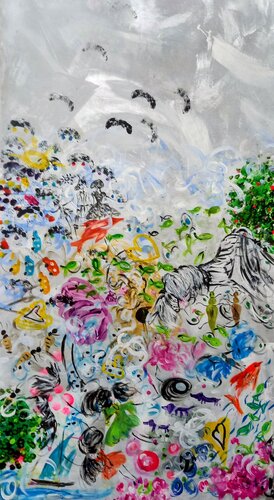 La vie à l'envers von blandine laneyrie, Malerei kaufen auf Singulart