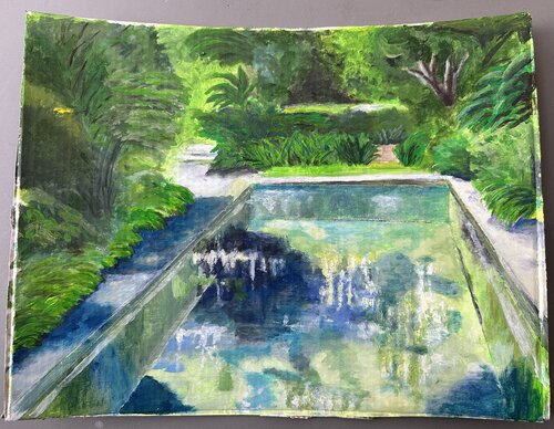Grünes Echo am Wasser by Susanne Heß, Painting for Sale on Singulart