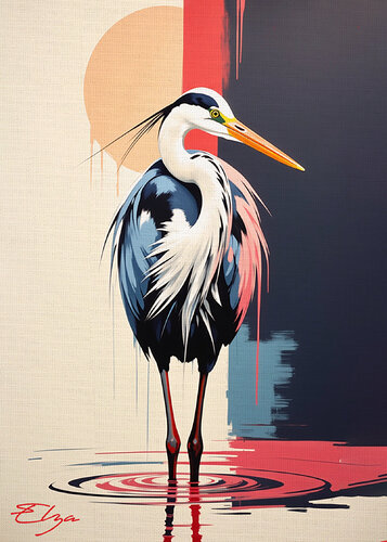 Heron bird di Elena Zaharia, Pittura in vendita su Singulart