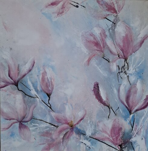 Magnolie - Frühlingsgefühle de Angelika Frank, Pintura a la venta en Singulart