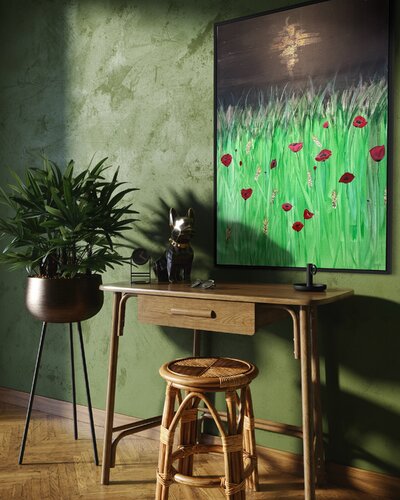 Poppies in the dark di Irena Hočevar, Pittura in vendita su Singulart