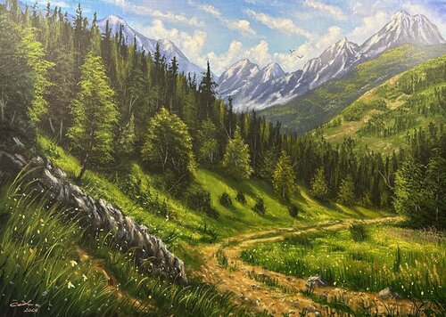 Guardians of the Valley di Sasa Certanc, Pittura in vendita su Singulart