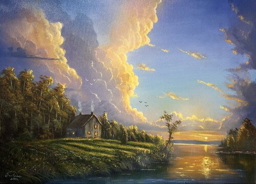 “Lanterns of Dusk” di Sasa Certanc, Pittura in vendita su Singulart