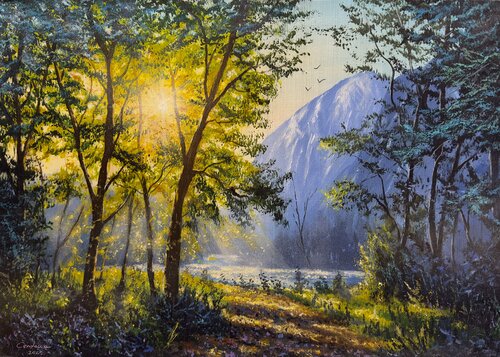 Light Beyond the Peaks di Sasa Certanc, Pittura in vendita su Singulart
