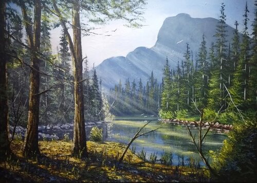 Echoes of the Silent Lake di Sasa Certanc, Pittura in vendita su Singulart