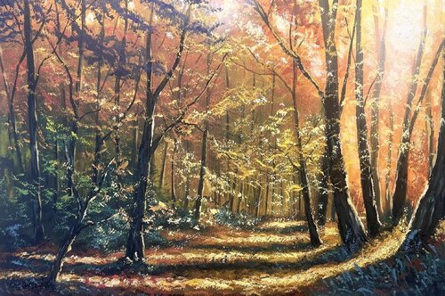 Golden Veil of Autumn di Sasa Certanc, Pittura in vendita su Singulart