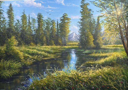 “Veil of the Green Silence” van Sasa Certanc, Schilderij te koop op Singulart