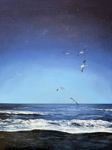 Sea, Night, Flight by Anna Stakanova, 油畫 for Sale on Singulart