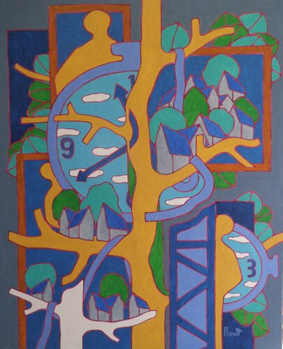 Les maisons grises by Michel Marant, Painting for Sale on Singulart