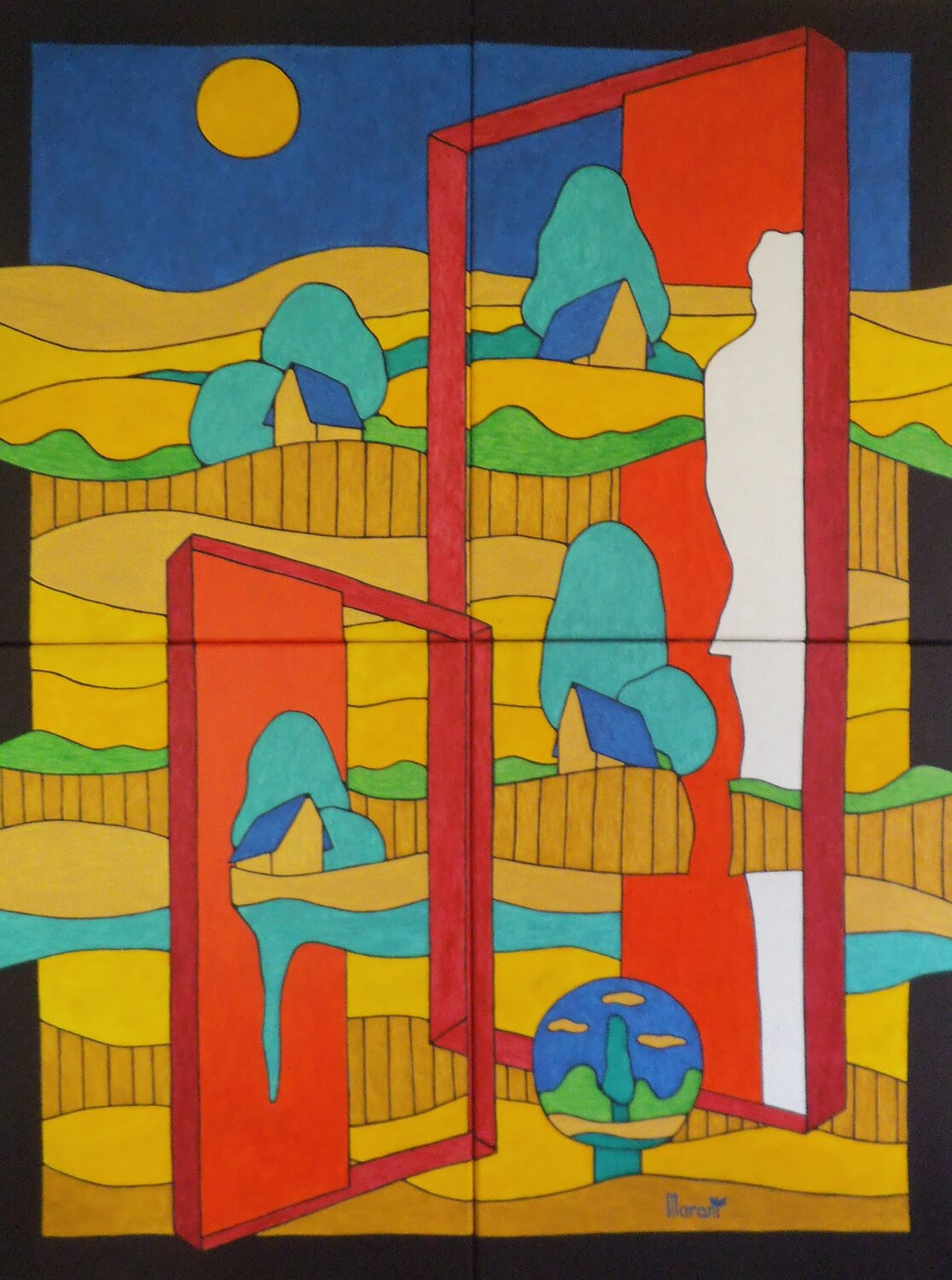 SILHOUETTE BLANCHE AUX CADRES ROUGES Michel Marant