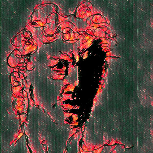 Tiefe, Linie und Farbe  Rot wurde zu Glut portrait von Annette Billeter-Kuehn, Druck kaufen auf Singulart