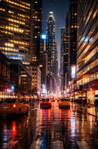 NY new york bei nacht van Annette Billeter-Kuehn, Afdruk te koop op Singulart
