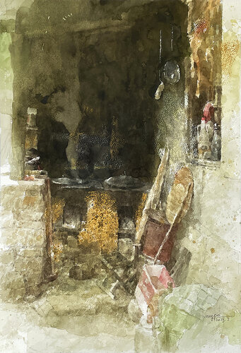 Corner of the Farmhouse Yard Painting di Chunguang Ma, Disegno in vendita su Singulart
