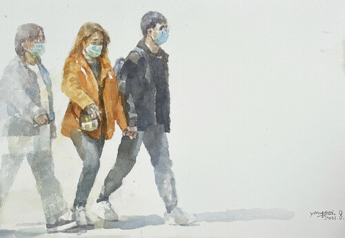 Three person di Chunguang Ma, Pittura in vendita su Singulart