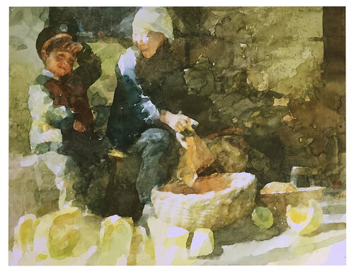 Grandson and Grandmother di Chunguang Ma, Pittura in vendita su Singulart