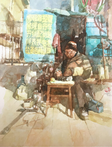 A roadside repair stall von Chunguang Ma, Malerei kaufen auf Singulart