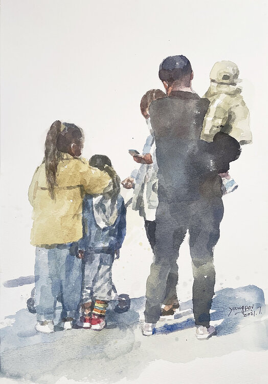 Husband and wife and their children Chunguang Ma