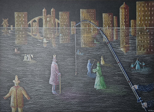 Les immeubles jaunes van Christian Paboeuf, Tekening te koop op Singulart